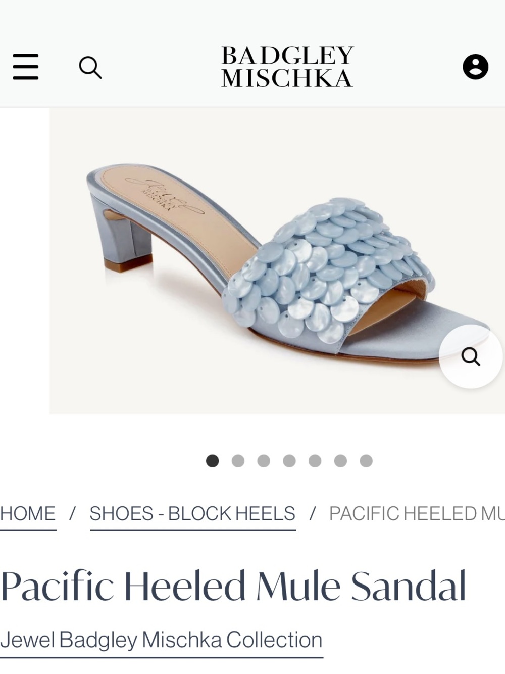 Jewel Badgley Mischka Mist Blue Satin Beaded Heeled Mule